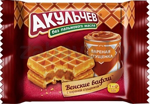 Вафли венские «Акульчев», вареная сгущенка, 50 г