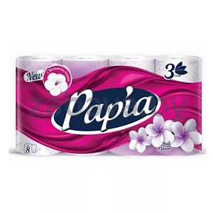 Бумага туалетная Papia Bali Flower, 3 сл., 8 рул.