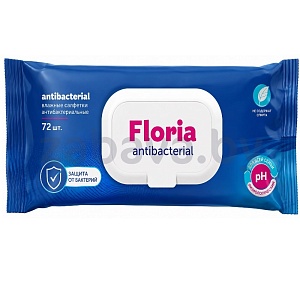 Салфетки влажные Floria, антибактериальные, 72 шт.