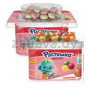 Йогурт «Растишка», яблоко-груша-печ. в шок. или клубн. и драже в глазури, 3%, 118/116 г