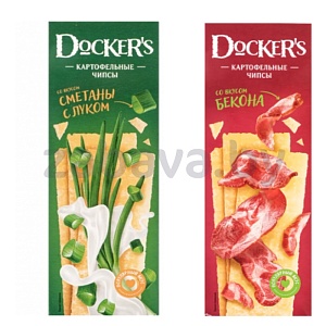 Чипсы Docker's, бекон/сметана и лук, 200 г