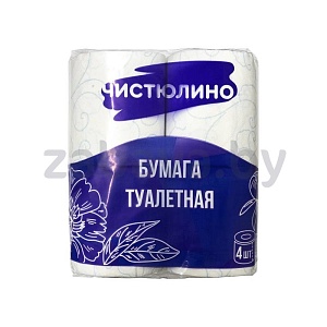 Туалетная бумага «Чистюлино», 100% целлюлоза, 2 слоя, 4 рулона