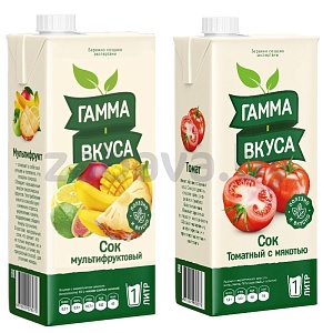 Сок «Гамма вкуса» мультифруктов. или томатн., 1 л
