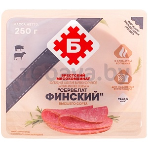 Колбаса «Сервелат финский», в/с, «Брестский» МК, 250 г