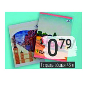 Тетрадь общая, 48 листов, в ассортименте, 1 шт.