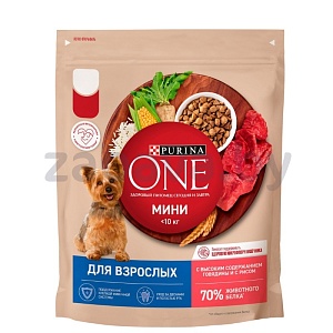 Корм Purina One для собак, с говяд. и рисом, 600 г