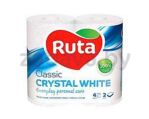 Туалетная бумага Ruta Classic, белая, 2 слоя, 4 рулона