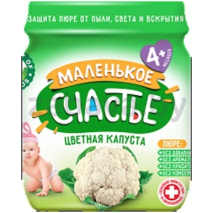 Пюре «Маленькое счастье», цветная капуста, 80 г