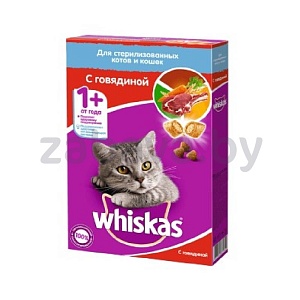 Корм Whiskas для взрослых кошек, говядина, 5 кг