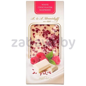 Шоколад Demidoff, белый, с кусочками малины, 80 г