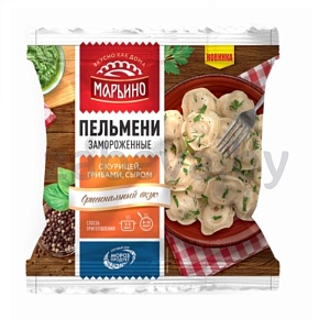 Пельмени «Марьино» с курицей, грибами, сыром, 400 г
