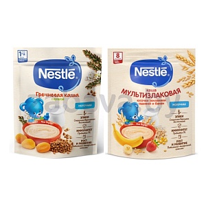 Каша молочная Nestle, мультизл. банан-земляника или гречн. курага, 200 г