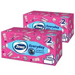 Салфетки бум. Zewa Everyday, 2 слоя, 100 шт.