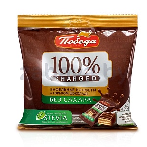 Конфеты ваф. «Победа», горьк. шоколад, б/сах., РФ, 150 г