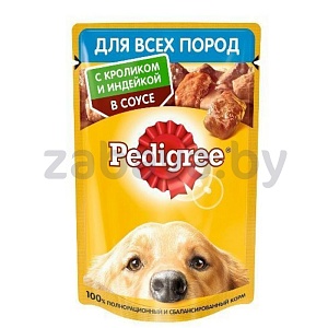 Корм для собак Pedigree, кролик и индейка, в соусе, 85 г