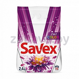 Стиральный порошок Savex, 2 в 1, Color, 2,4 кг
