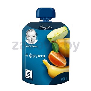 Пюре Gerber из 4 фруктов, 90 г
