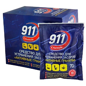 Средство для устранения засоров 911, «Активные гранулы», 70 г