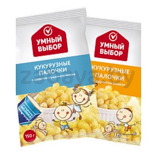 Палочки кукурузные «Умный выбор», сгущ. молоко или ваниль, 120 г