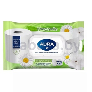 Бумага туалетная влажная Aura Big Pack с крышкой, 72 шт.