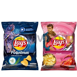 Чипсы рифленые Lay’s, краб или сметана и лук, 225 г
