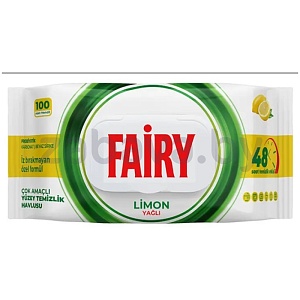 Салфетки для уборки Fairy, многофункц., лимон, 100 шт.