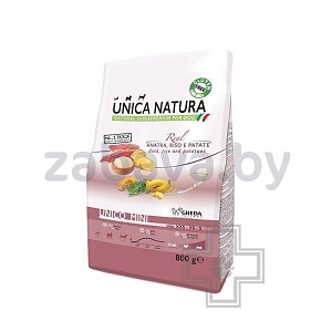 Корм Unica Natura Mini для собак мелких пород с уткой, рисом и картофелем, 0,8 кг