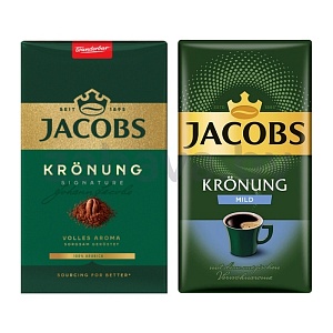 Кофе Jacobs, молотый, Kronung или Kronung Mild, 500 г