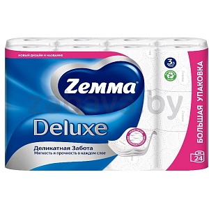 Бумага туалетная Zemma Deluxe, «Деликатная забота», 3 сл., 24 рул.