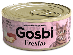 Консервы для котят Gosbi Fresko cat, с тунцом и молоком, 70 г