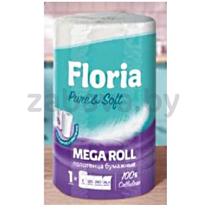 Полотенца бумажные Floria Pure & Soft, Mega Roll, 2 сл., 1 рул.