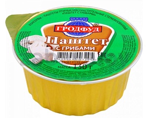 Паштет «Гродфуд», куриный печеночный/с грибами, 130 г