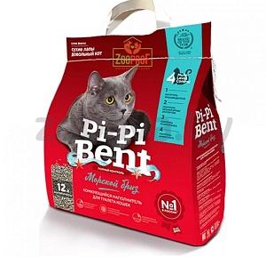 Комкующийся наполнитель Pi-Pi-Bent «Морской бриз», для кошачьего туалета, 5 кг