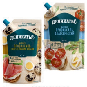 Майонез «Деликатье» «Провансаль» классич. или с перепел. яйцами, 400 г