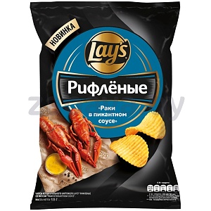 Чипсы рифленые Lay's, раки в пикантном соусе, 125 г