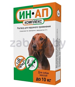 Капли на холку от глистов, блох и клещей для собак «ИН-АП комплекс», 1-10 кг