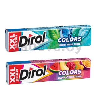 Жевательная резинка Dirol Colors XXL, ассорти фруктов./мятн. вк., 19 г
