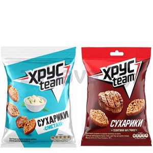 Сухарики «Хрусteam», телятина на гриле или сметана, 100 г
