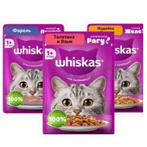 Корм для кошек Whiskas, 75 г, в ассорт.
