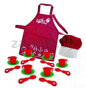 Набор «Шеф-повар» из 20 элементов, фартук, колпак, посуда