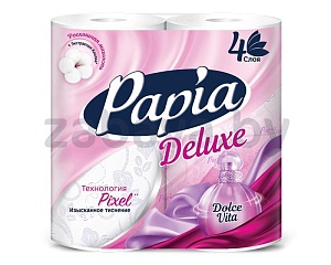 Бумага туалетная Papia Deluxe, 4 слоя, 4 рулона