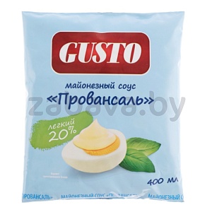 Соус Gusto майонезный, провансаль легкий, 20%, 400 мл