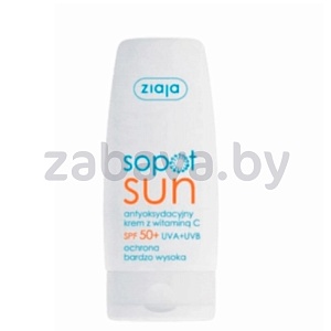 Крем для лица антиокс. Ziaja Sun с витам. C, SPF 50+, 50 мл