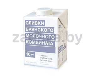 Сливки питьевые, ультрапастеризованные, 10%, 500 г