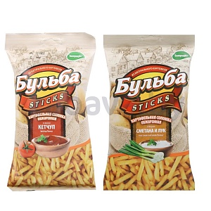 Соломка картофельная «Бульба Sticks», кетчуп или сметана-лук, 75 г