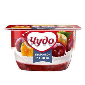 Десерт творожный «Чудо», вишня-черешня, 100 г
