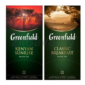 Чай Greenfield Kenyan Sunrise или Classic Breakfast, 25 шт.