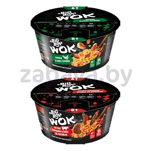 Лапша Big Bon Wok, курица-терияки или остр. говяд. в соусе по-китайски, 85 г
