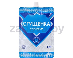 Сгущенка «Витебское лукошко» с сахаром, 8,5%, РБ, 450 г