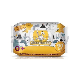 Детские влажные салфетки Sunny Bunny, 90 шт.